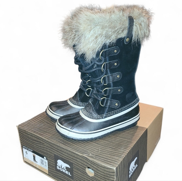 Women's Sorel Joan Of Arctic Waterproof Suede & Leather Boots Black Stone Size 6 - Picture 11 of 13